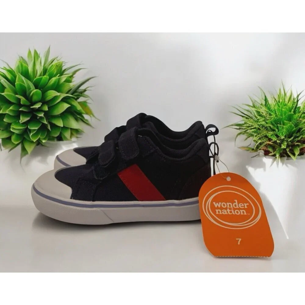 Wonder Nation Toddler Boys Casual 2 Strap Sneakers Size 7 Blue Red White